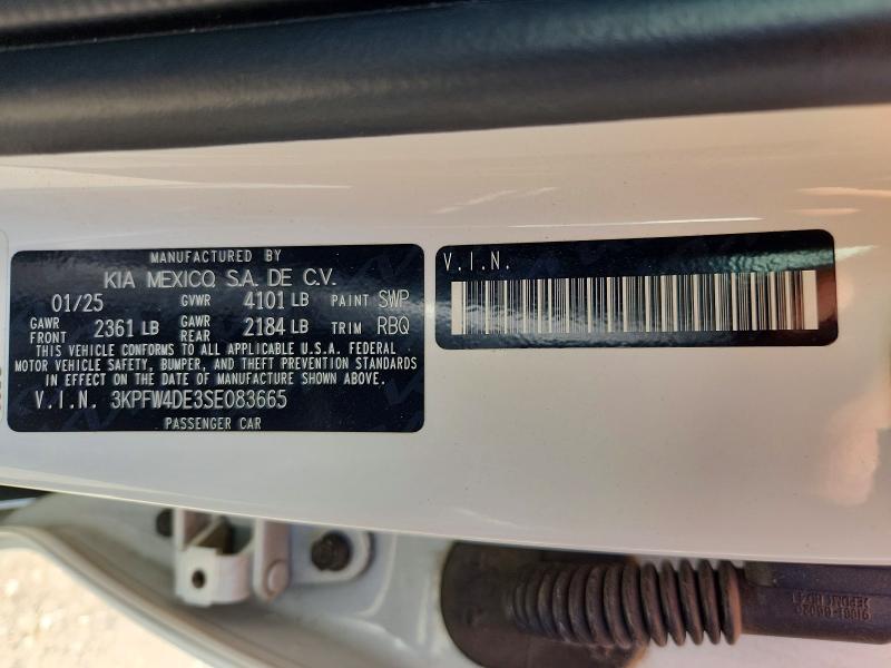 2025 Kia K4 მანქანა იყიდება აუქციონზე, vin: 3KPFW4DE3SE083665, აუქციონის ნომერი: 66391336