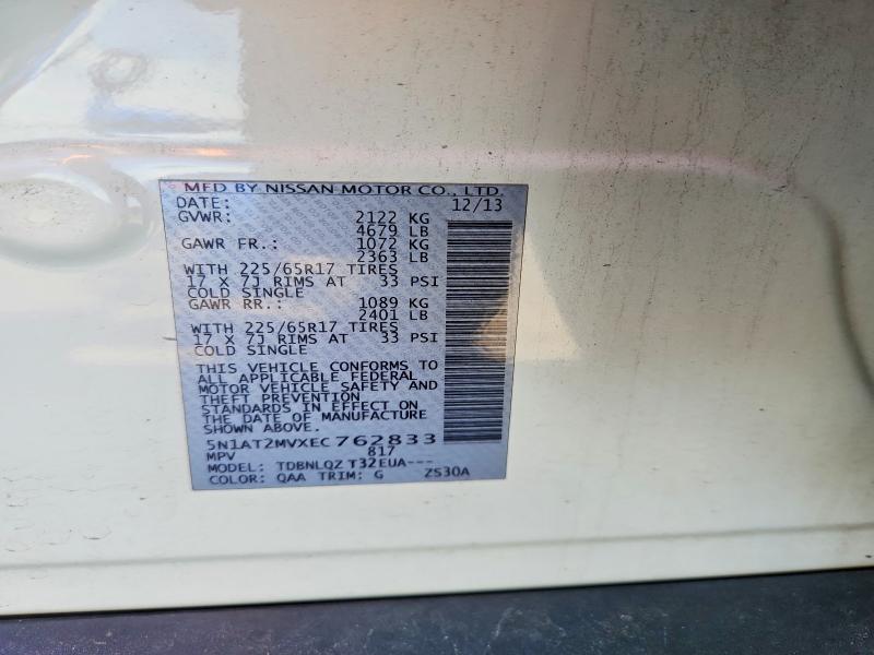 Продажа на аукционе авто 2014 Nissan Rogue, vin: 5N1AT2MVXEC762833, номер лота: 65639716