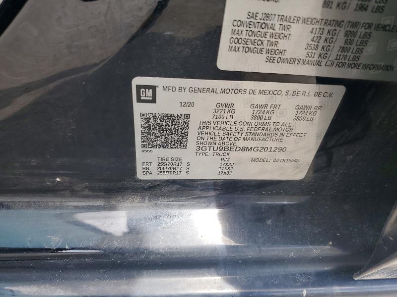 66956496 :رقم المزاد ، 3GTU9BED8MG201290 vin ، 2021 Gmc Sierra مزاد بيع