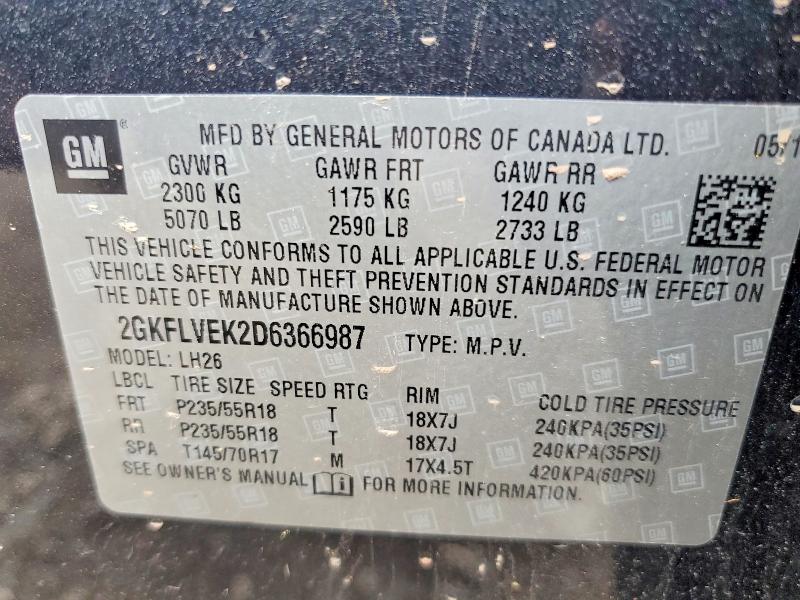 2013 Gmc Terrain მანქანა იყიდება აუქციონზე, vin: 2GKFLVEK2D6366987, აუქციონის ნომერი: 63504146