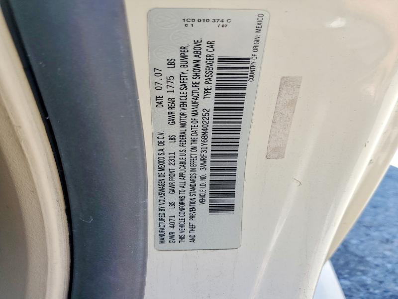 Продаж на аукціоні авто 2008 Volkswagen New Beetle, vin: 3VWRF31Y68M402252, номер лоту: 64324176