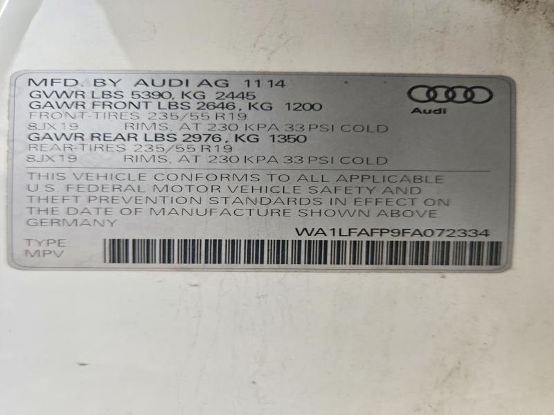 Aukcja sprzedaży 2015 Audi Q5, vin: WA1LFAFP9FA072334, numer aukcji: 63863596