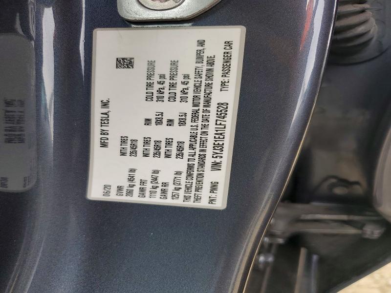 Aukcja sprzedaży 2020 Tesla Model 3, vin: 5YJ3E1EA1LF745528, numer aukcji: 67149346