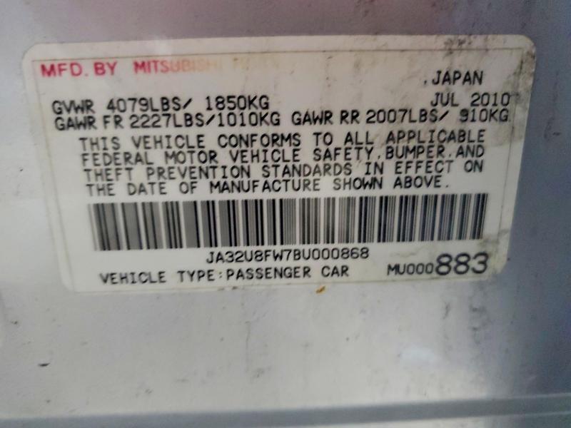 Aukcja sprzedaży 2011 Mitsubishi Lancer, vin: JA32U8FW7BU000868, numer aukcji: 64320906