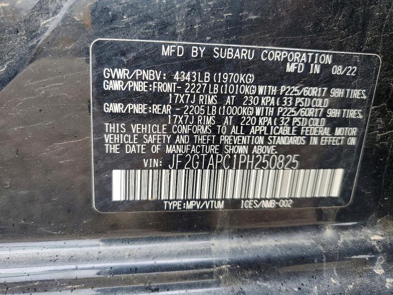 63520946 :رقم المزاد ، JF2GTAPC1PH250825 vin ، 2023 Subaru Crosstrek مزاد بيع