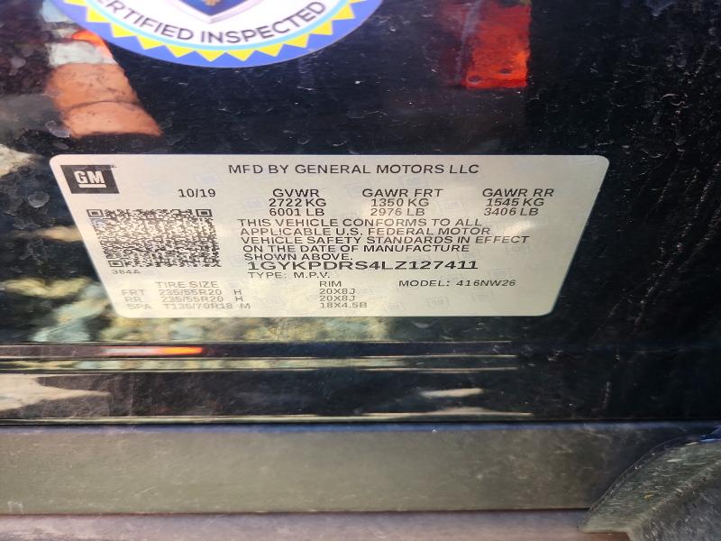 66656896 :رقم المزاد ، 1GYKPDRS4LZ127411 vin ، 2020 Cadillac Xt6 مزاد بيع