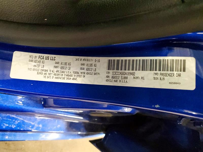 63853116 :رقم المزاد ، 1C3CCCAG6GN189482 vin ، 2016 Chrysler 200 مزاد بيع