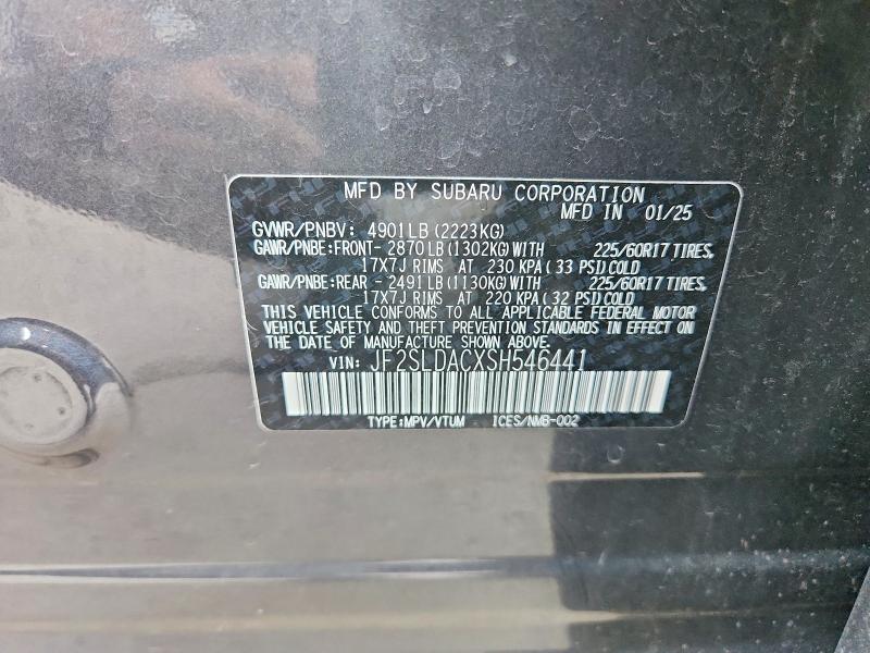2025 Subaru Forester მანქანა იყიდება აუქციონზე, vin: JF2SLDACXSH546441, აუქციონის ნომერი: 66960226