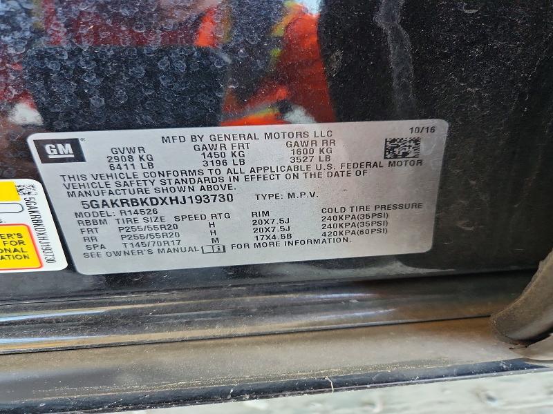 66064846 :رقم المزاد ، 5GAKRBKDXHJ193730 vin ، 2017 Buick Enclave مزاد بيع
