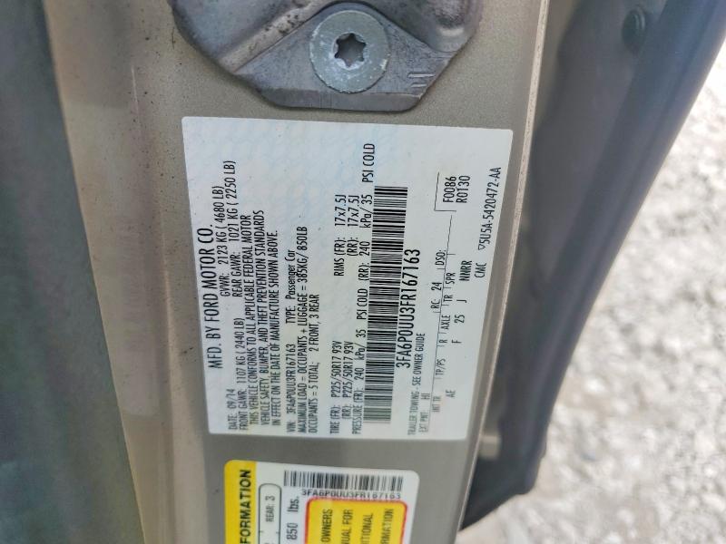 Aukcja sprzedaży 2015 Ford Fusion, vin: 3FA6P0UU3FR167163, numer aukcji: 63509686
