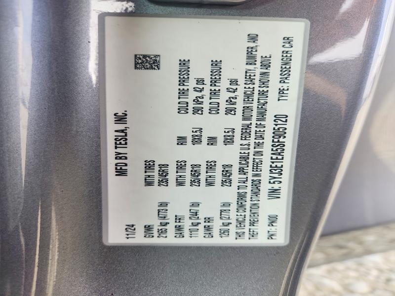 Aukcja sprzedaży 2025 Tesla Model 3, vin: 5YJ3E1EA5SF905120, numer aukcji: 63546666
