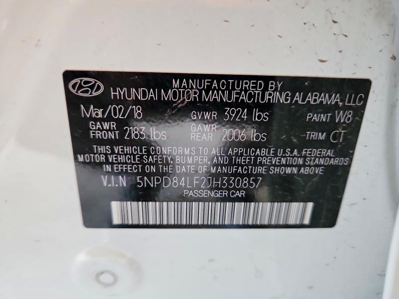 2018 Hyundai Elantra მანქანა იყიდება აუქციონზე, vin: 5NPD84LF2JH330857, აუქციონის ნომერი: 65568616