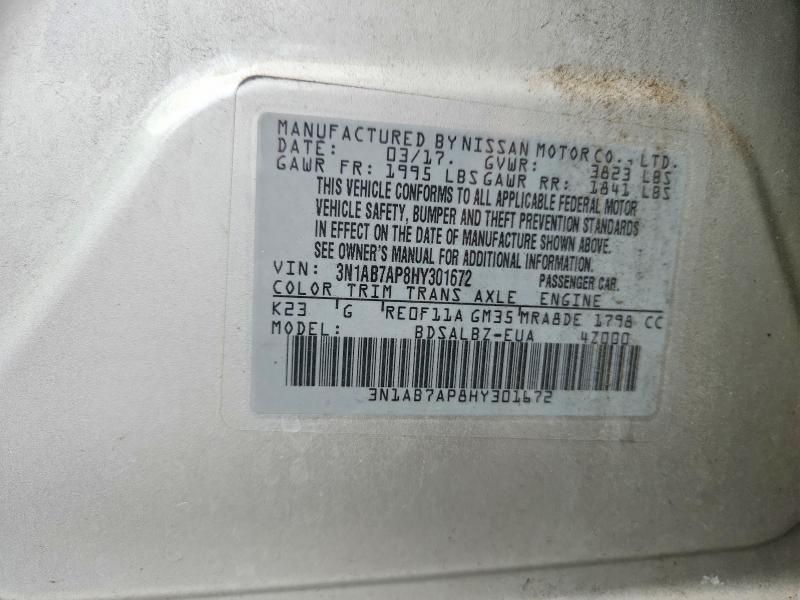 Aukcja sprzedaży 2017 Nissan Sentra, vin: 3N1AB7AP8HY301672, numer aukcji: 64720716