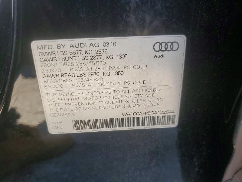 Aukcja sprzedaży 2016 Audi Sq5, vin: WA1CCAFP5GA122544, numer aukcji: 66236416