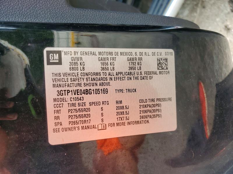 Aukcja sprzedaży 2011 Gmc Sierra, vin: 3GTP1VE04BG105169, numer aukcji: 63647756