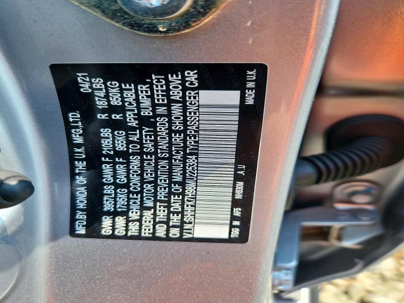 64795186 :رقم المزاد ، SHHFK7H98MU225384 vin ، 2021 Honda Civic مزاد بيع