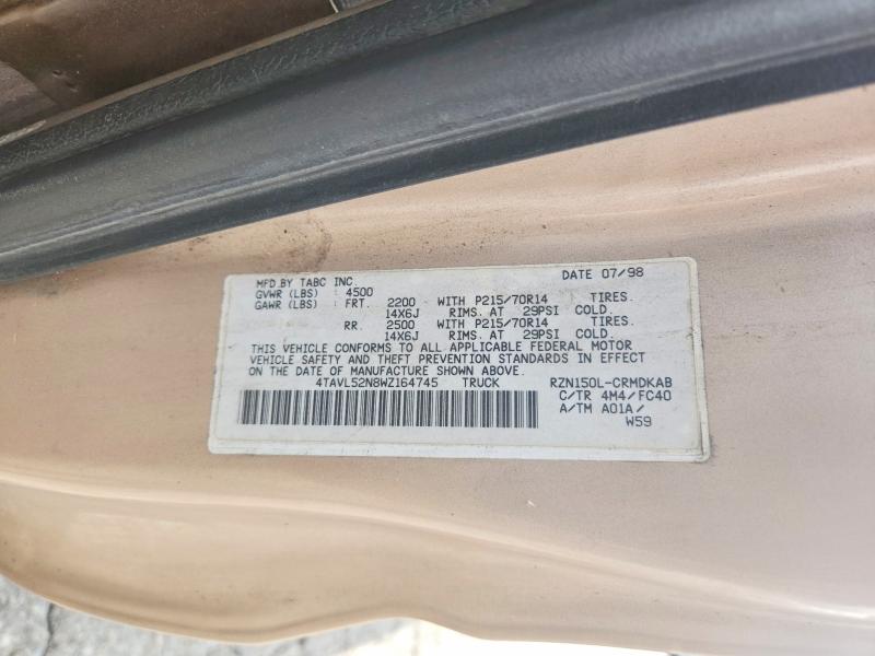 Продажа на аукционе авто 1998 Toyota Tacoma, vin: 4TAVL52N8WZ164745, номер лота: 65197776