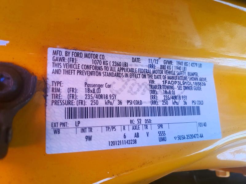64462316 :رقم المزاد ، 1FADP3L91DL185839 vin ، 2013 Ford Focus مزاد بيع