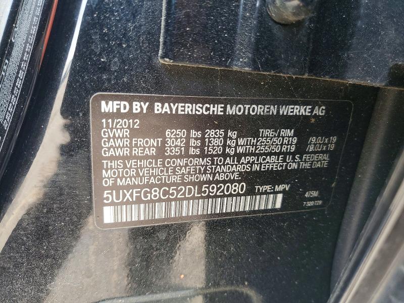 Продаж на аукціоні авто 2013 Bmw X6, vin: 5UXFG8C52DL592080, номер лоту: 64116276