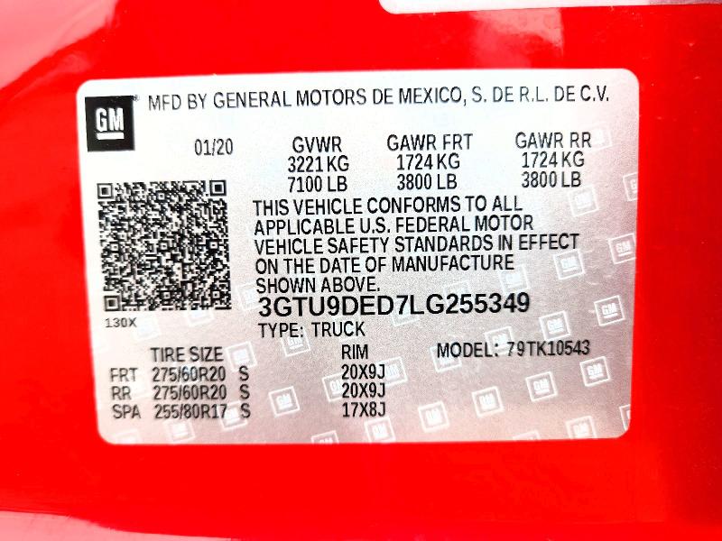 Продаж на аукціоні авто 2020 Gmc Sierra, vin: 3GTU9DED7LG255349, номер лоту: 66941426