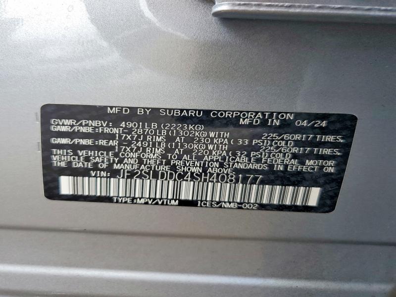 Aukcja sprzedaży 2025 Subaru Forester, vin: JF2SLDDC4SH408177, numer aukcji: 66347276