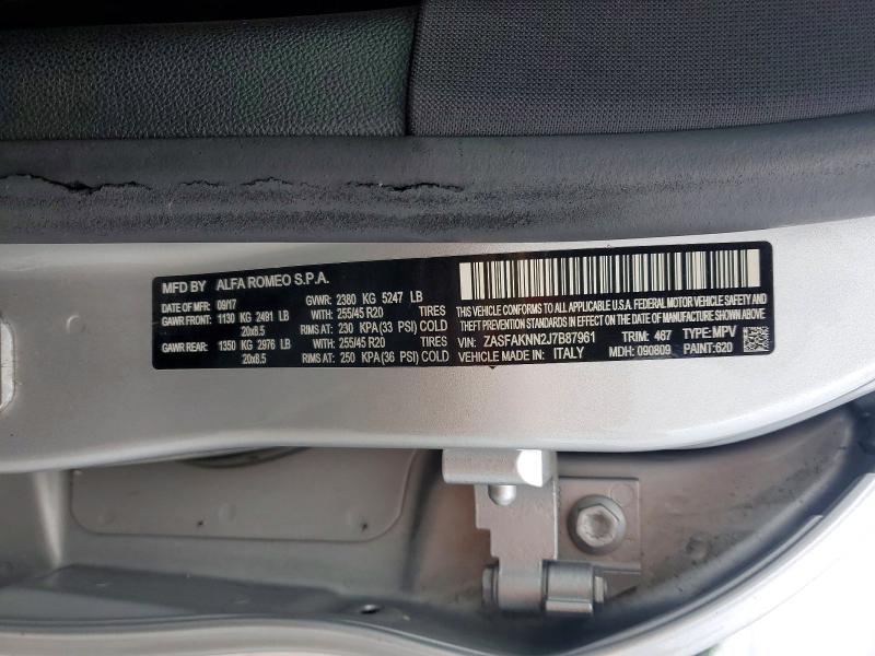 Продаж на аукціоні авто 2018 Alfa Romeo Stelvio, vin: ZASFAKNN2J7B87961, номер лоту: 65510046