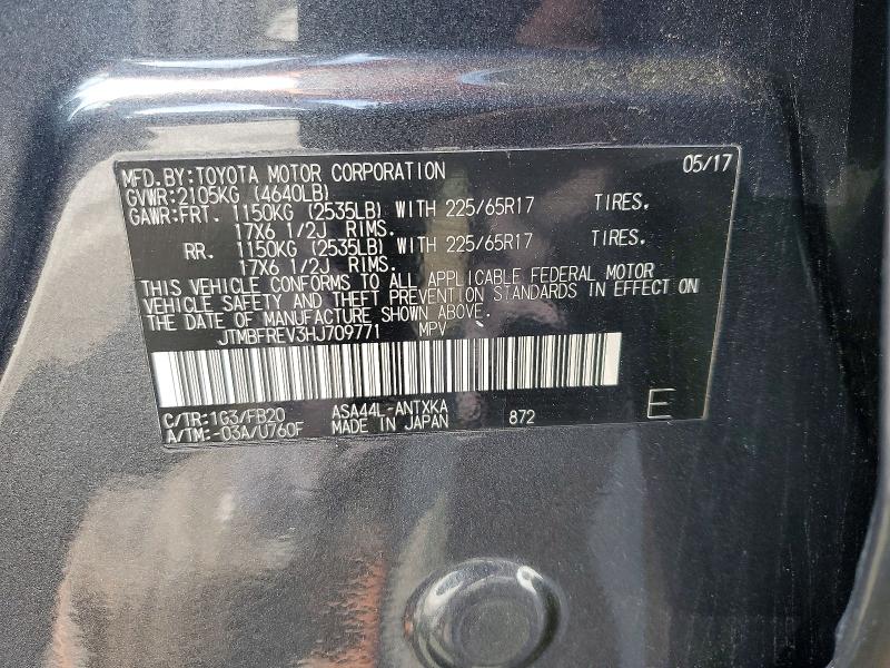2017 Toyota Rav4 მანქანა იყიდება აუქციონზე, vin: JTMBFREV3HJ709771, აუქციონის ნომერი: 64046936