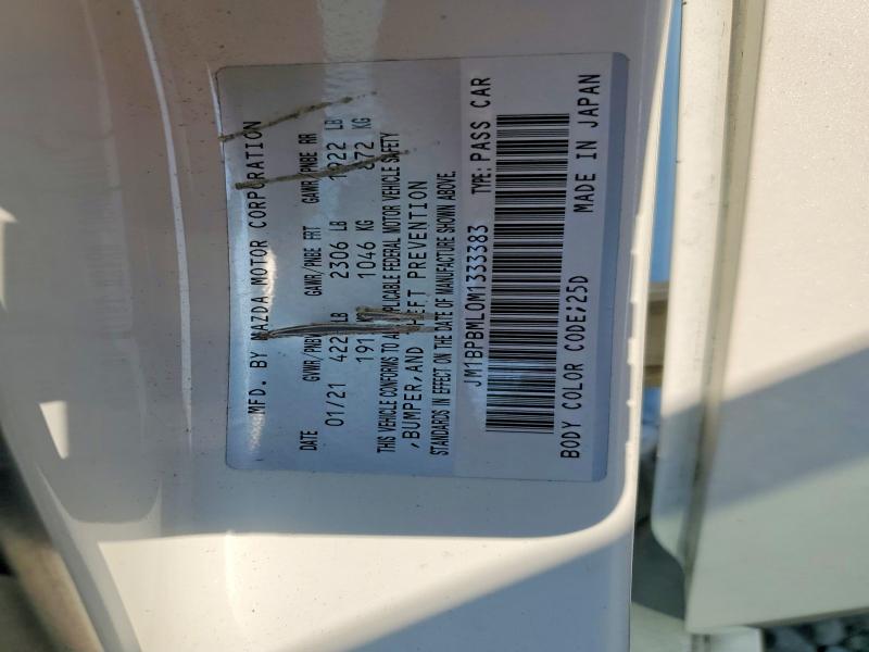 2021 Mazda 3 მანქანა იყიდება აუქციონზე, vin: JM1BPBML0M1333383, აუქციონის ნომერი: 64800426
