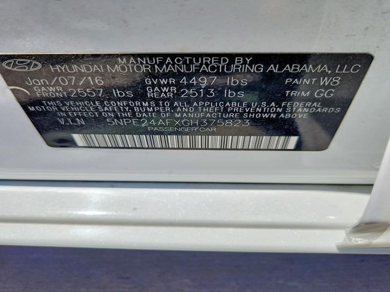 Aukcja sprzedaży 2016 Hyundai Sonata, vin: 5NPE24AFXGH375823, numer aukcji: 65024946