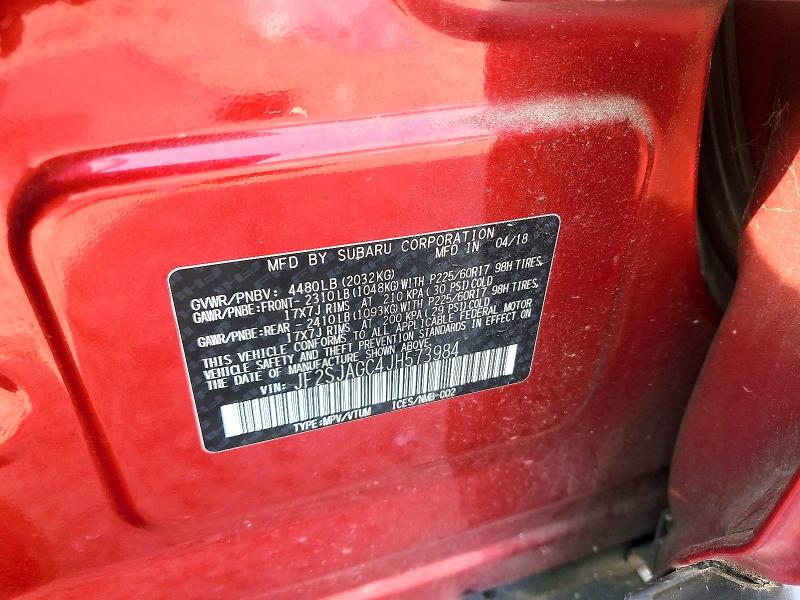 Продаж на аукціоні авто 2018 Subaru Forester, vin: JF2SJAGC4JH573984, номер лоту: 65416856