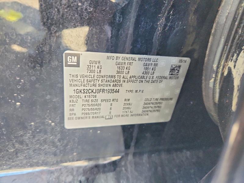 64816646 :رقم المزاد ، 1GKS2CKJ0FR193544 vin ، 2015 Gmc Yukon مزاد بيع