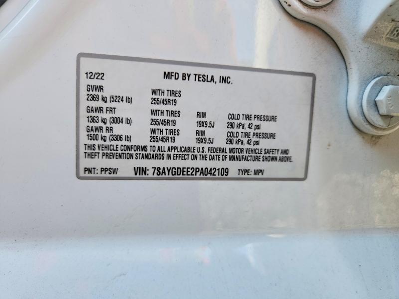 Продаж на аукціоні авто 2023 Tesla Model Y, vin: 7SAYGDEE2PA042109, номер лоту: 63619646