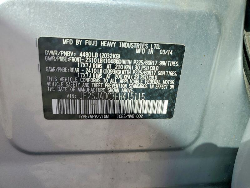 67198836 :رقم المزاد ، JF2SJADC3FH415115 vin ، 2015 Subaru Forester مزاد بيع