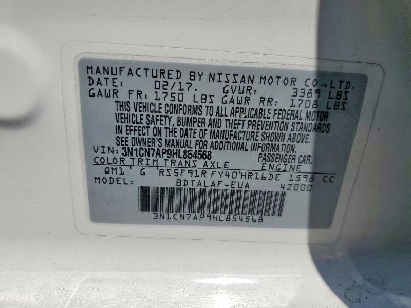 Auction sale of the 2017 Nissan Versa, vin: 3N1CN7AP9HL854568, lot number: 63813186