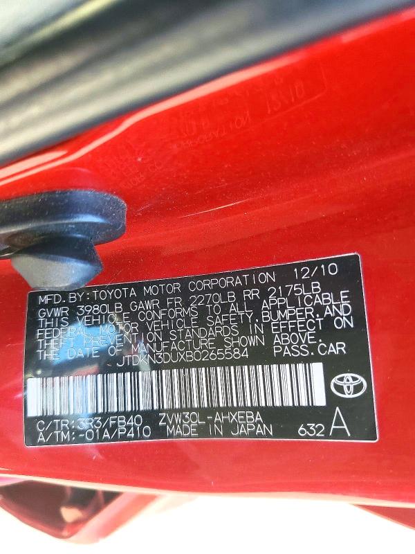 Продаж на аукціоні авто 2011 Toyota Prius, vin: JTDKN3DUXB0265584, номер лоту: 67296446