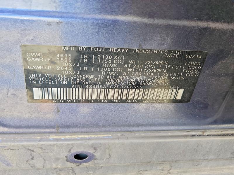66633186 :رقم المزاد ، 4S4BSALC2F3206552 vin ، 2015 Subaru Outback مزاد بيع