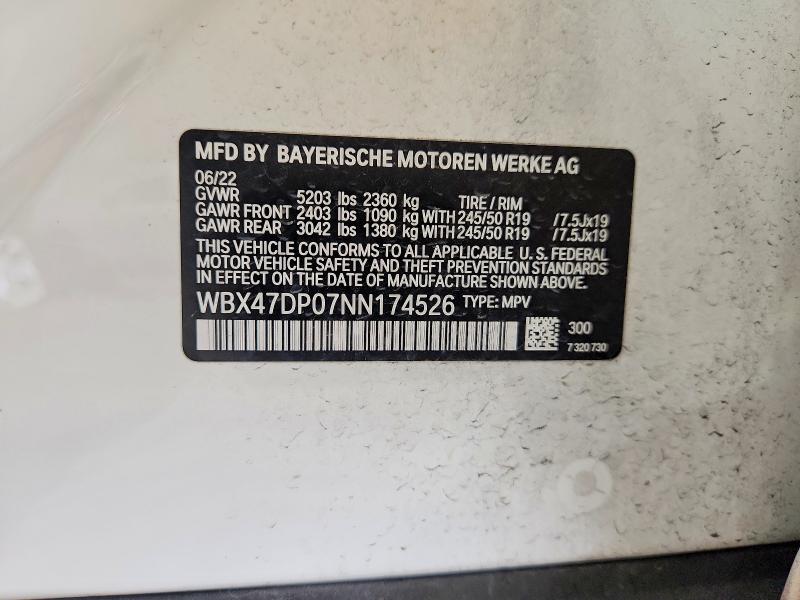 Aukcja sprzedaży 2022 Bmw X3, vin: WBX47DP07NN174526, numer aukcji: 65388686