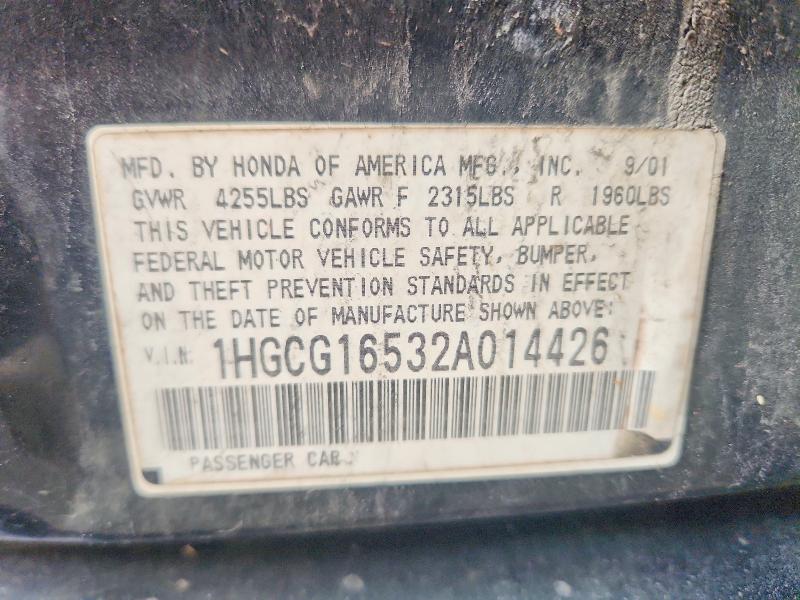 Продаж на аукціоні авто 2002 Honda Accord, vin: 1HGCG16532A014426, номер лоту: 65683976