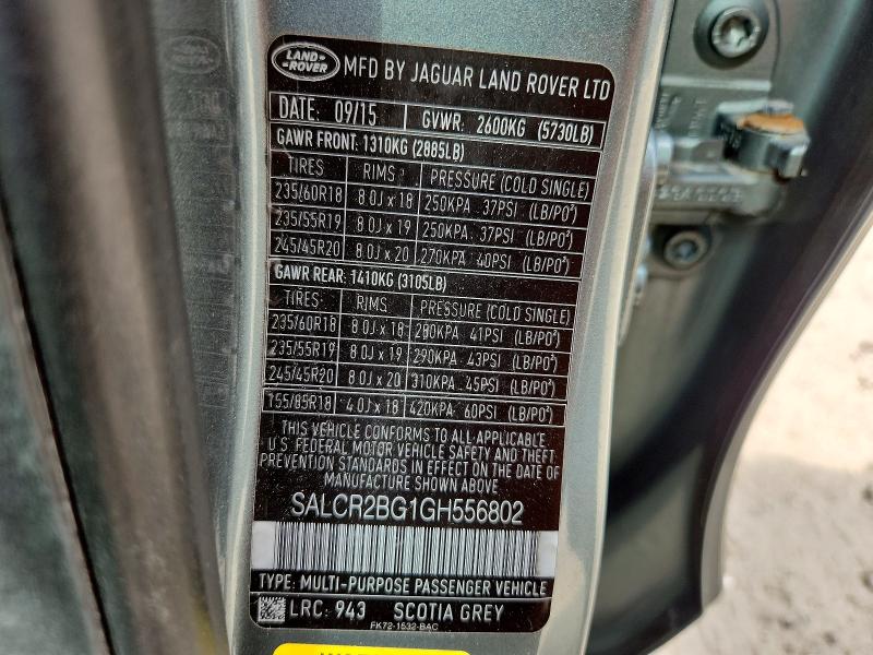 Продажа на аукционе авто 2016 Land Rover Discovery Sport, vin: SALCR2BG1GH556802, номер лота: 66517106