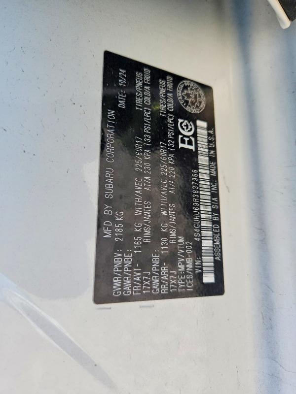 Aukcja sprzedaży 2024 Subaru Crosstrek, vin: 4S4GUHU69R3837966, numer aukcji: 63186216