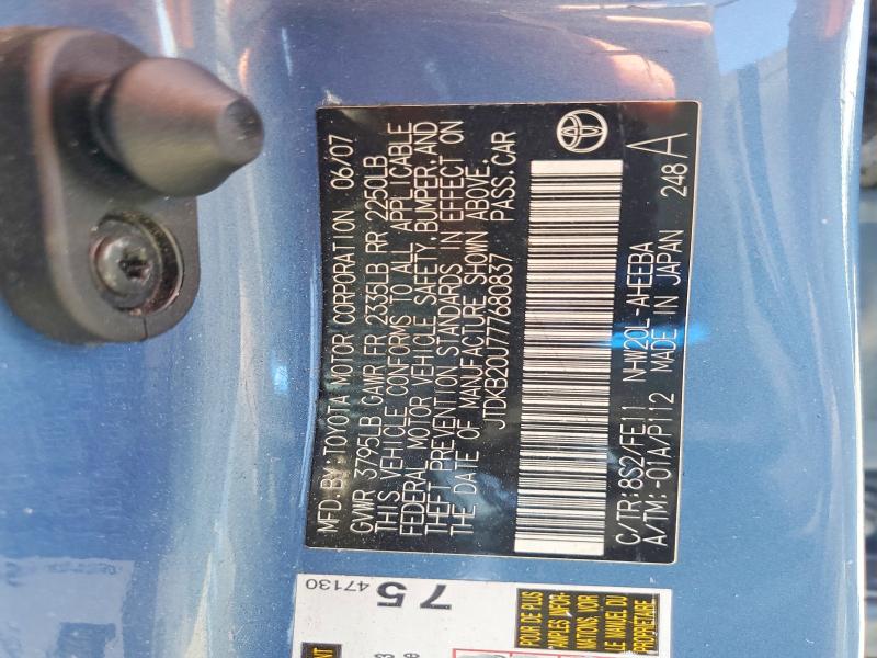 Aukcja sprzedaży 2007 Toyota Prius, vin: JTDKB20U777680837, numer aukcji: 63781206