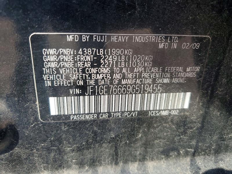 63236146 :رقم المزاد ، JF1GE76669G519455 vin ، 2009 Subaru Impreza مزاد بيع