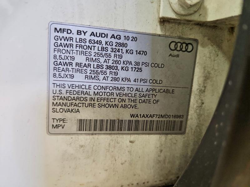 Продажа на аукционе авто 2021 Audi Q7, vin: WA1AXAF72MD016963, номер лота: 65200406