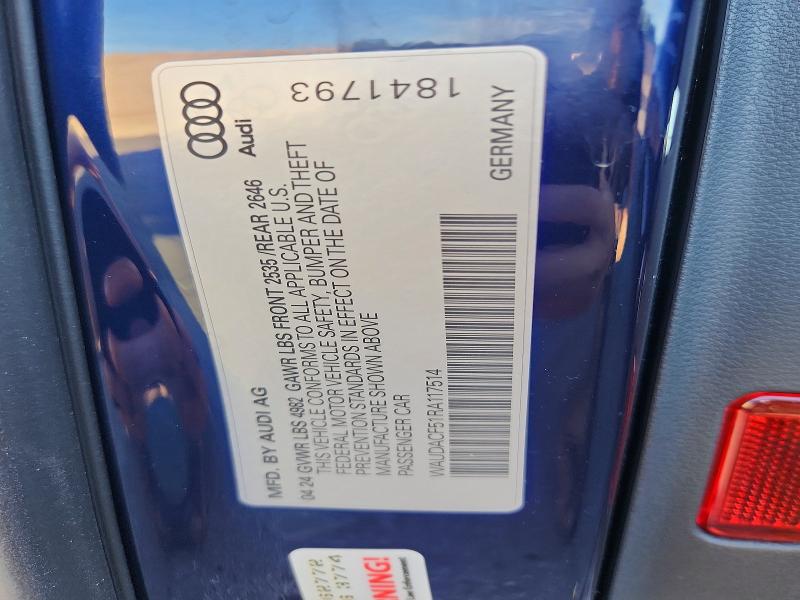 Aukcja sprzedaży 2024 Audi A5, vin: WAUDACF51RA117514, numer aukcji: 63554576