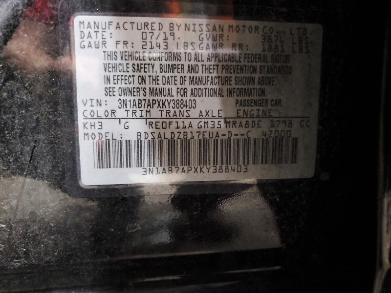 Aukcja sprzedaży 2019 Nissan Sentra, vin: 3N1AB7APXKY388403, numer aukcji: 66925936