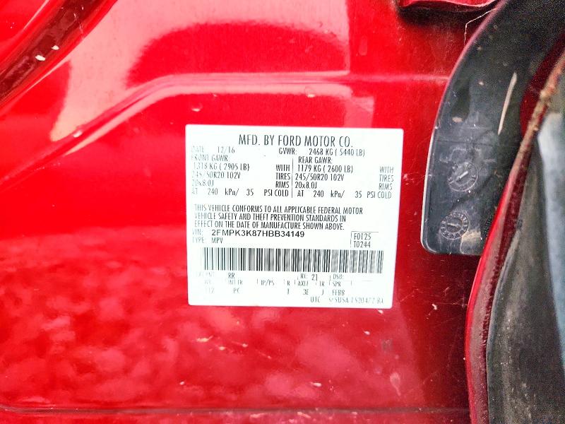 Aukcja sprzedaży 2017 Ford Edge, vin: 2FMPK3K87HBB34149, numer aukcji: 64325796