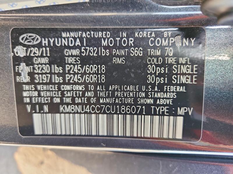Aukcja sprzedaży 2012 Hyundai Veracruz, vin: KM8NU4CC7CU186071, numer aukcji: 66061686
