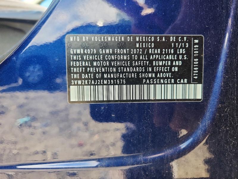 66104696 :رقم المزاد ، 3VW2K7AJ2EM391575 vin ، 2014 Volkswagen Jetta مزاد بيع