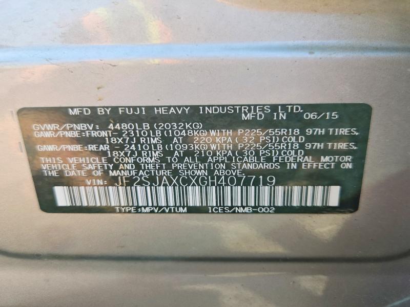 65740626 :رقم المزاد ، JF2SJAXCXGH407719 vin ، 2016 Subaru Forester مزاد بيع