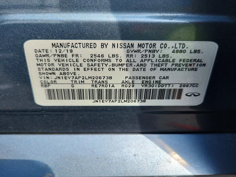 Продаж на аукціоні авто 2020 Infiniti Q50, vin: JN1EV7AP2LM206738, номер лоту: 64332626